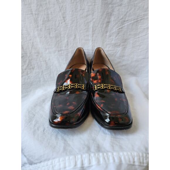 Tory Burch Tortoise Shell Patent Leather Heeled Loafers Size 9.5 - Picture 16 of 16